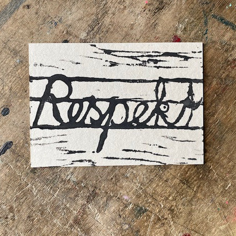 Postkarte Linoldruck // Respekt